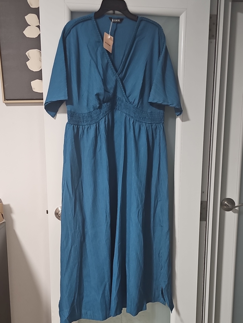 Women's V-Neck Maxi Dress with Elastic Waist